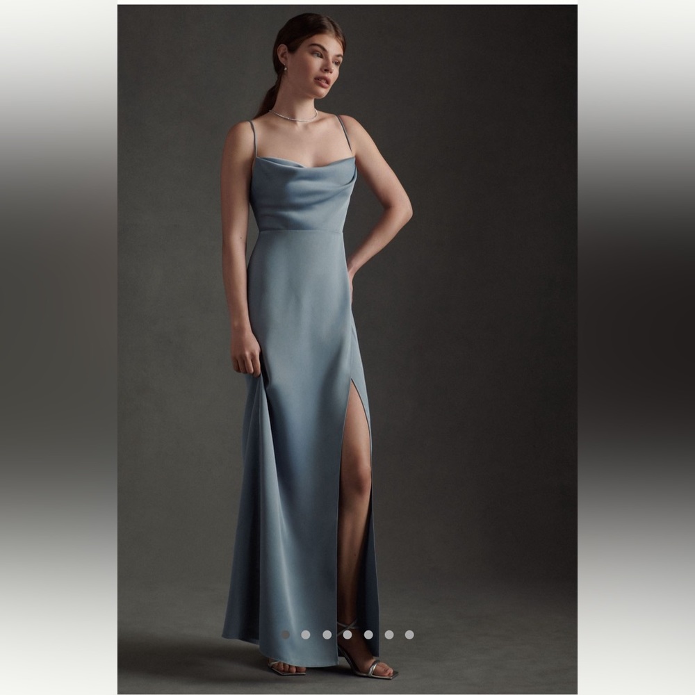 BHLDN Remy Cowl-Neck Faux Wrap Satin Gown